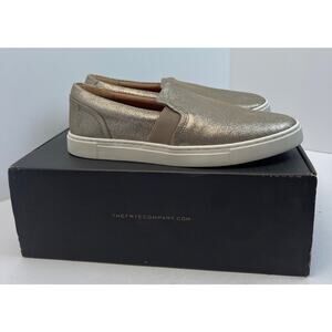 Frye Ivy Slip-On Sneakers Womens 7.5M Italian Leather Upper Metallic Pewter